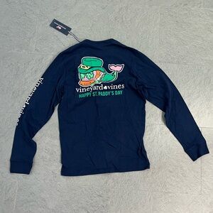 NWT Vineyard Vines Boy’s St. Patrick’s Day Long Sleeve Shirt in Navy Blue